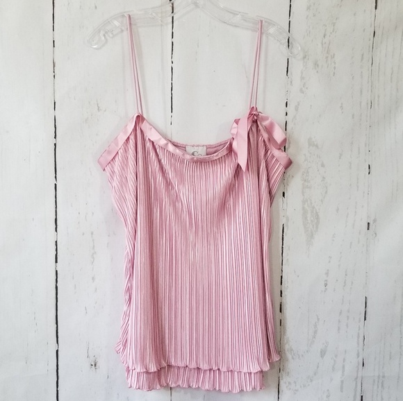 Caren Sport Tops - Women's Plus Size Pleated Pink Tank Top